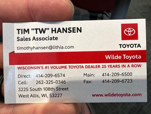 Tim's business card