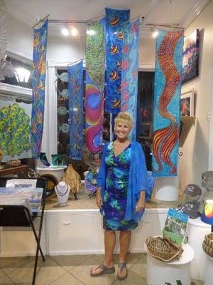 Marci McGee and her painted scarves