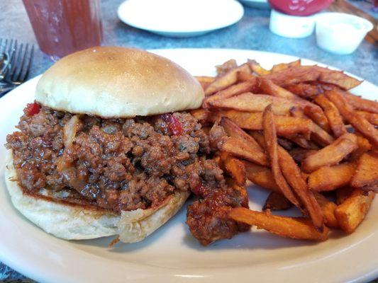 Not Your Mama's Sloppy Joe with sweet potato fries.