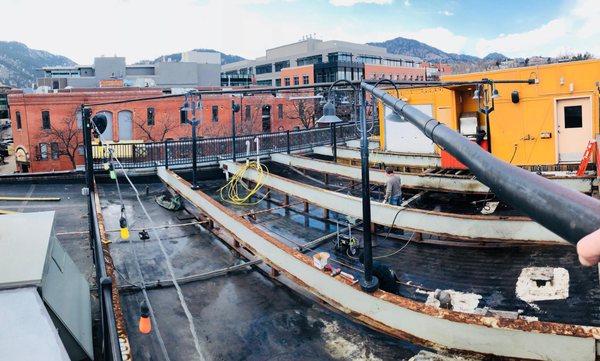 Remodeling the patio at Rio Grande Mexican Restaurant in Boulder. Running new electrical for heaters, lights, fire & water fountains!