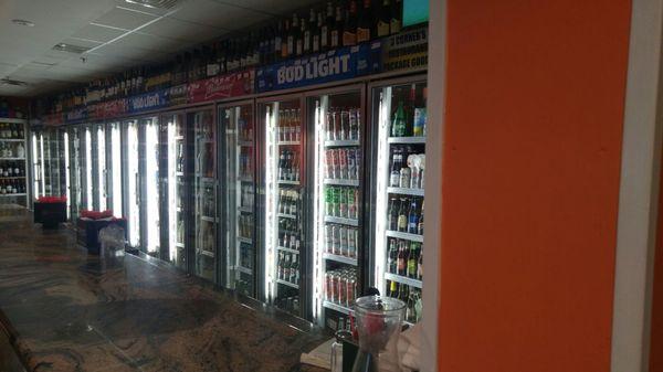 Liquors available next to the food