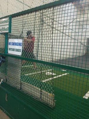 Batting cages with different levels including slow medium and fast. Also, softball and baseball.