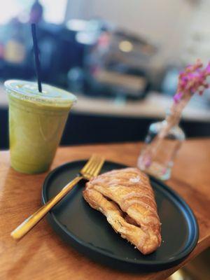 Apple turnover and matcha