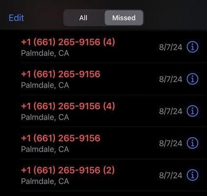 12 calls from Chase all within a few minutes