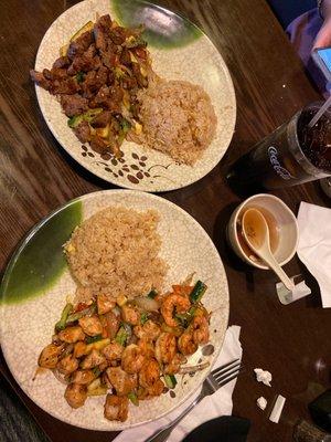 Filet hibachi and Chicken/Shrimp hibachi