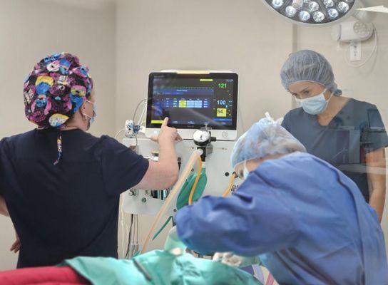 Dr. Olsen and some members of her team in surgery