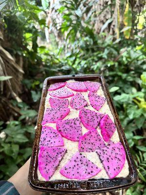 Vegan dragonfruit-banana bread