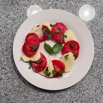 Mozzarella cheese made into caprese salad