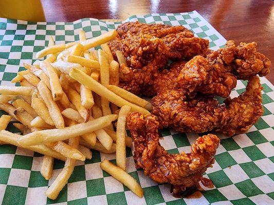 Lunch Special $12. Spicy chicken tenders and fries