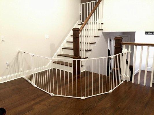 Custom Sectional Stair Gate protecting Top and Bottom of Stairs.