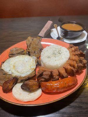 Bandeja Paisa  meat was seasoned to perfection