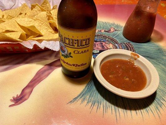 Chips, salsa, cerveza and I suppose Montezuma.