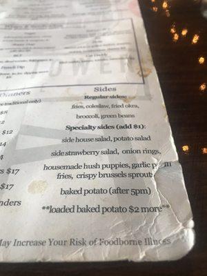 Nasty menu