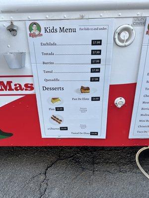 Kids menu on 9.14.23