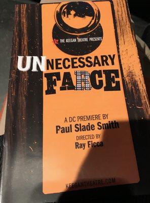 Playbill for "Unnecessary Farce"