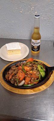 Steak Fajitas, Tres Leche Cake