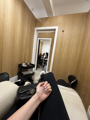 Private room for manicure and pedicures! Such comfy reclining chairs