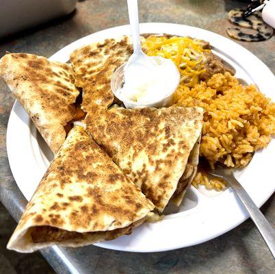 Quesadillas, Rice & Beans