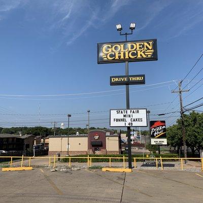 Sign for Golden Chick with promotional offers.