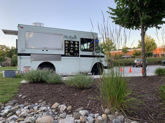 The food truck outside.