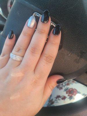 Even color. Love the shape. No crooked nails