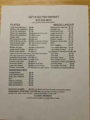 Here's the menu! Call in orders are appreciated!