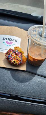 Iced Coffee and Sprinkle Donut