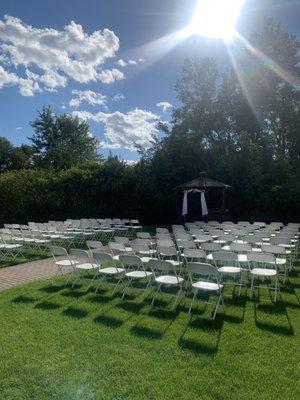 Ceremony set up for wedding. Not great in a COVID-19 world.