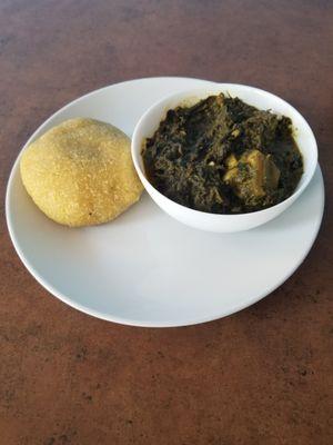 Afang Soup wth fufu/Pounded Yam/Eba