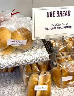 Ube filled bread rolls