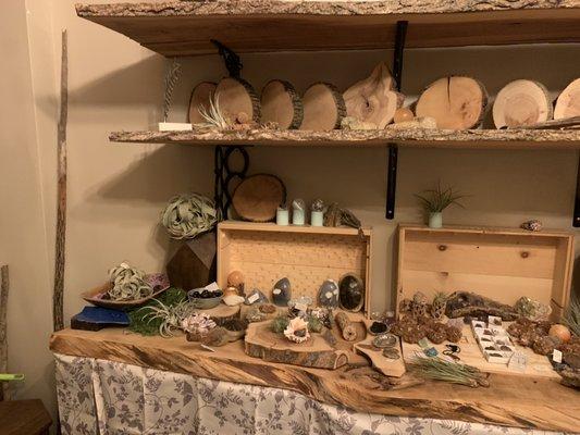 Wood cookies, crystals, and more