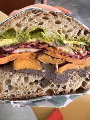 Sweet potato + black bean sandwich