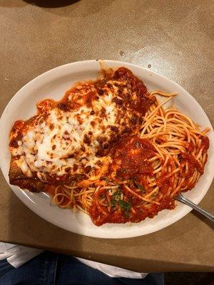 Eggplant Parmesan; comes with spaghetti marinara