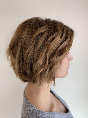 Textured bob with balayage