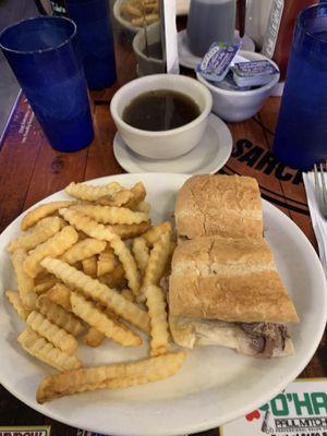 French dip or as it's listed on the menu beef sandwich