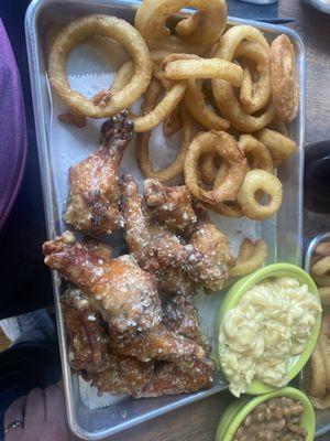 Garlic Parmesan 12 wing meal with onion rings. AMAZING!!