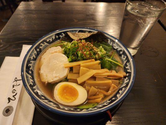 Hinodeya ramen, sub chicken, with menma bamboo shoots & spinach.