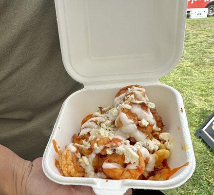 Grilled Buffalo Shrimp with crumbled blue cheese