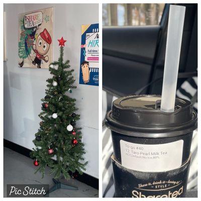 Taro milk tea & Christmas tree. All I want for Christmas is boba! (11/2022)