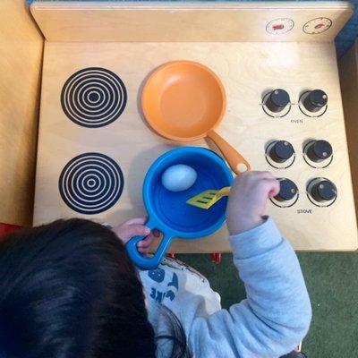 Pretend play opportunities are great for growing functional language skills and fostering the roots for socializing!