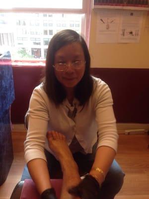 Linda giving the best pedicure!