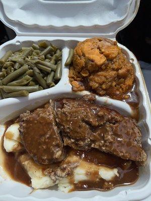 Meatloaf over Mashed Potatoes & gravy!