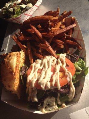 Burger and fries