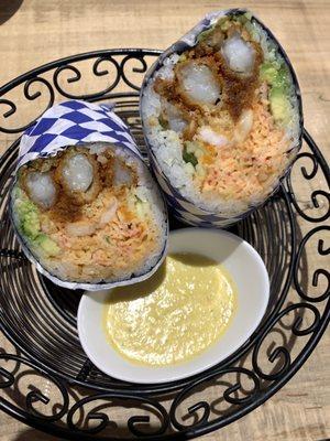 Shrimp festival sushi burrito