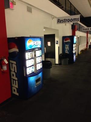 Convenient restrooms with Pepsi drink stations.