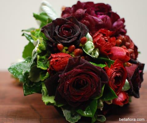 Jungle red bridal bouquet.