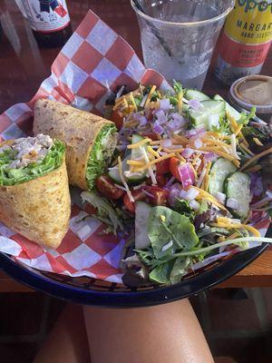 Chicken Caesar wrap with side garden salad