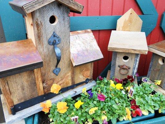 Craftsman style birdhouses expertly constructed using 100% reclaimed materials.