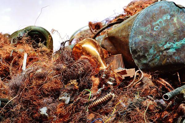 Dirty Copper recycling in Los Angeles, California at Tuxford Recycling Center.