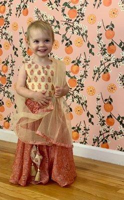 A toddler-sized lehenga